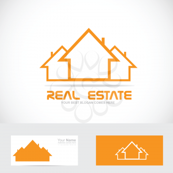 Vector company logo icon element template real estate orange house shape