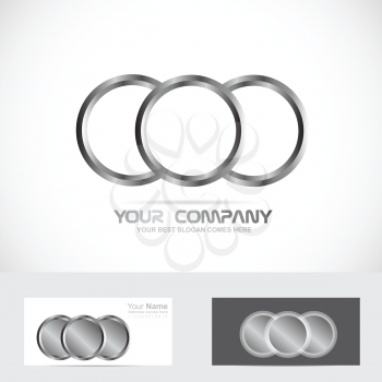 Vector company logo icon element template silver rings circles metal 