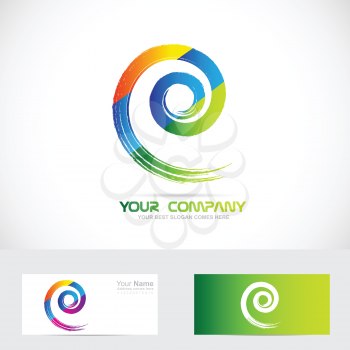 Vector company logo icon element template colored abstract spiral swirl whirl