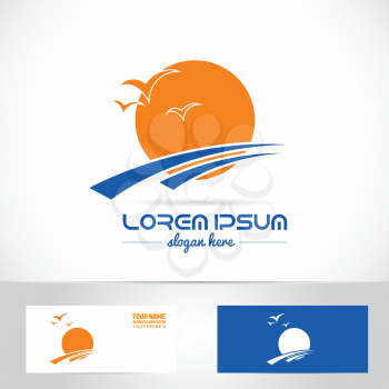 Vector company logo element template travel agency sun holiday relaxation tourism birds