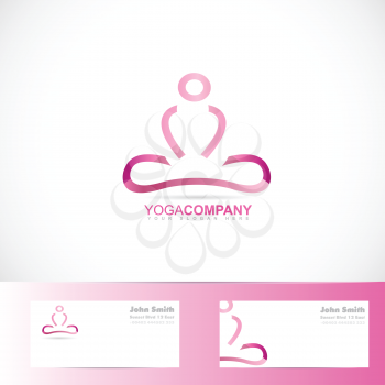 Vector logo template of yoga meditation pose 3d symbol with business card