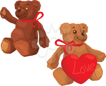 Cute Teddy Bear with red love heart  - 2 soft toys
