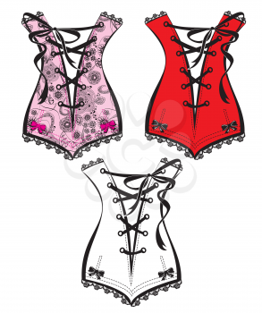 set of beautiful retro clothes illustration - corsets