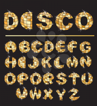 gold disco ball letters