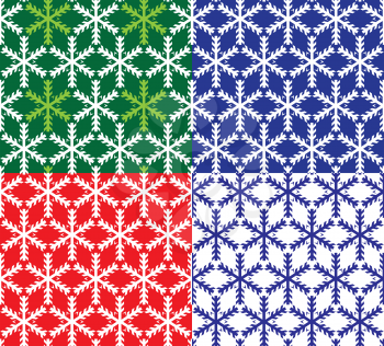 Set of 4 snowflakes seamless patterns