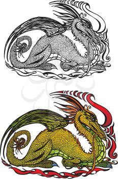  dragon (color and black and white picture)