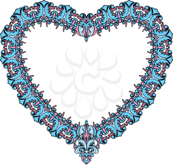 vintage ornamental heart shape. Valentines Day card design