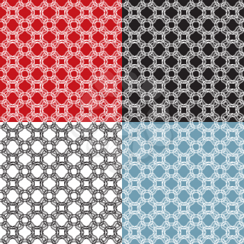 Set of geometric ornaments - seamless patterns - Tangier Grid, Abstract Guilloche Background 