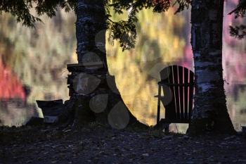 Beach Chairs in Autumn Algonquin Park Canada