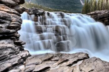 Athabasca Waterfall Alberta Canada river flow and blurred water