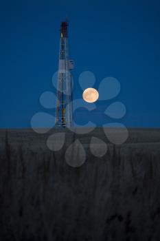 Night Shot Drilling Rig Potash Mine Saskatchewan Canada