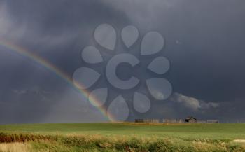 Prairie Hail Storm and Rainbow in Saskatchewan Canada