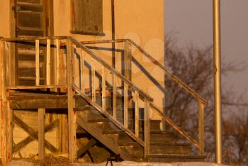 Sunset on old Schoolhouse abandoned in Saskatchewan