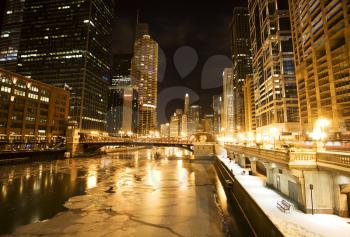 Chicago Downtown City  Night Photography