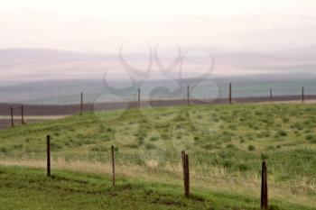 Fence line on scenic Saskatchewan prairies
