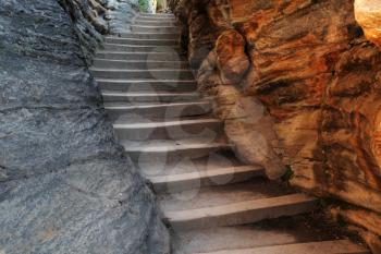 rock stairs at Athabasca Falls in Jasper National Park
