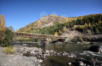 Flat bridge over Tuya River of British Columbia