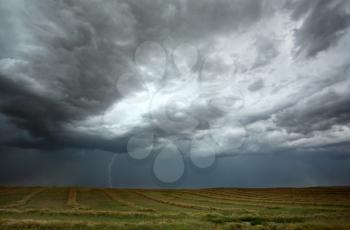 Storm clouds and lightning in Saskatchewan