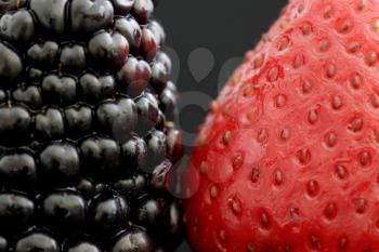 Strawberry and Blackberry Close up macro studio