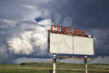 Storm Clouds Saskatchewan Prairie Vintage Drive In Sign