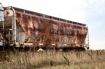 Rusted RailCar railroad in Saskatchewan Canada old