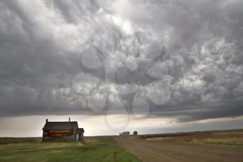 Prairie Storm Clouds Canada Saskatchewan Abandoned Buildings