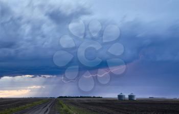 Storm Lightning Rural Canada country Road Saskatchewan