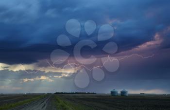 Storm Lightning Rural Canada country Road Saskatchewan