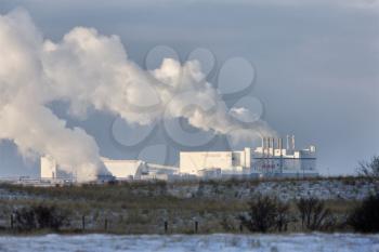 Potash Mine Saskatchewan pollution billowing Prairie Scene Canada