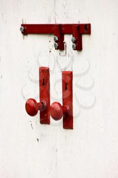 Close up Door Knob red and white graphic