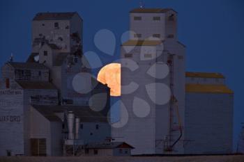 Prairie Grain Elevator agriculture Saskatchewan Canada night full moon