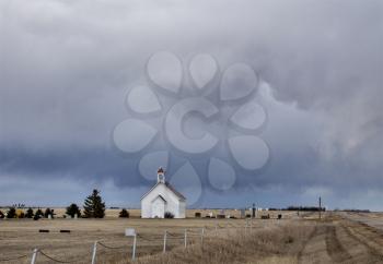 Prairie Storm Clouds in Saskatchewan Canada Country Church