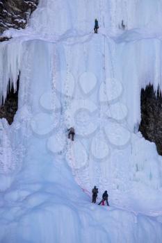 Ice Climbing Lake Louise Waterfall Frozen Canada