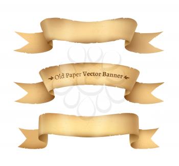 Vintage paper ribbon banners, vector illustration. Isolated.