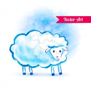 Cute watercolor sheep. Vector illustration. Isolated.