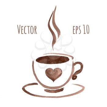 Cup of coffee. Hand drawn watercolor sketch. Vector illustration. isolated.