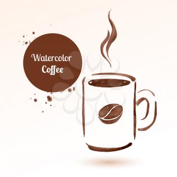 A cup of coffee. Hand drawn watercolor sketch. Vector illustration. isolated.