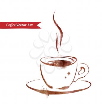 A cup of espresso. Watercolor sketch. Vector illustration.