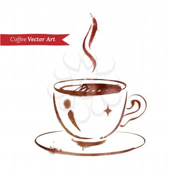 A cup of coffee. Watercolor sketch. Vector illustration.