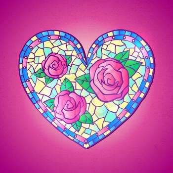 Stained glass heart. Vector illustration.