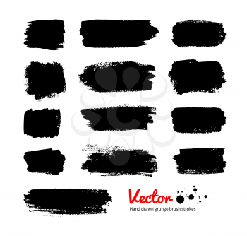 Black grunge hand drawn banners. Vector set.