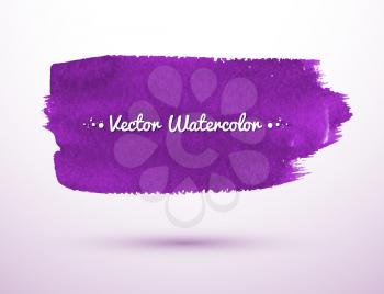 Violet watercolor banner. Vector illustration.