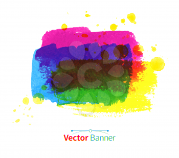Multicolored hand drawn watercolor vector banner.