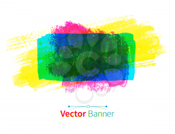 Multicolored watercolor vector banner with brush strokes.