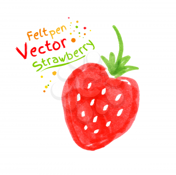 Vector felt pen childlike drawing of strawberry.
