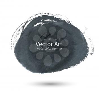 Watercolor vector black hand drawn stain.