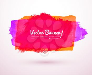 Watercolor vector multicolor hand drawn banner.