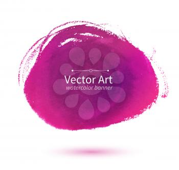Watercolor vector pink hand drawn stain.