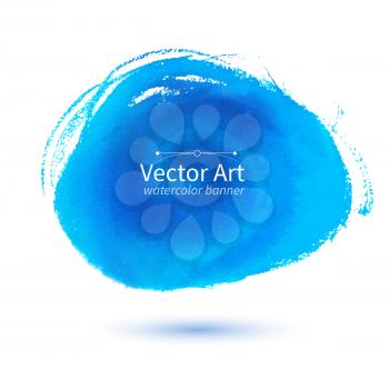 Vector watercolor blue hand drawn stain.