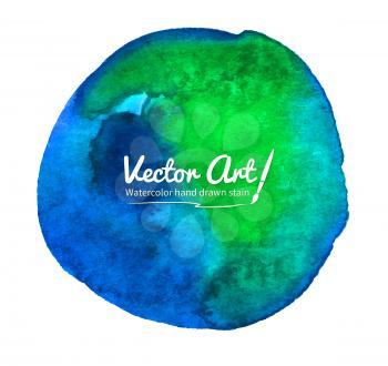 Watercolor vector blue-green circle with smudges.